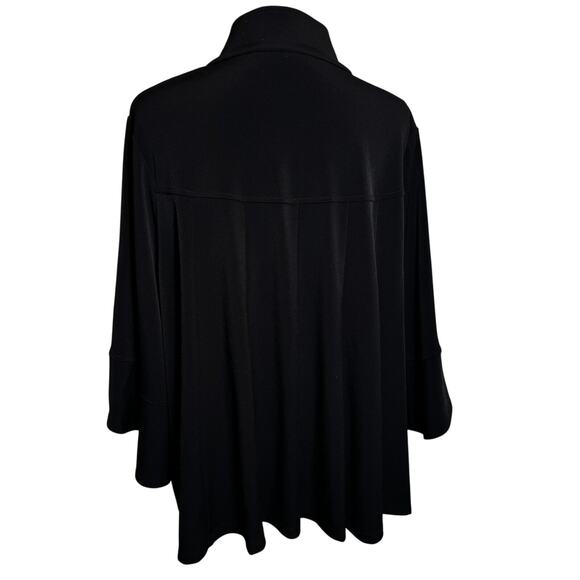 SUSAN GRAVER Women's 2X Black LK Fusion Button-Front‎ 3/4 Sleeve Jacket Blazer - Picture 3 of 10